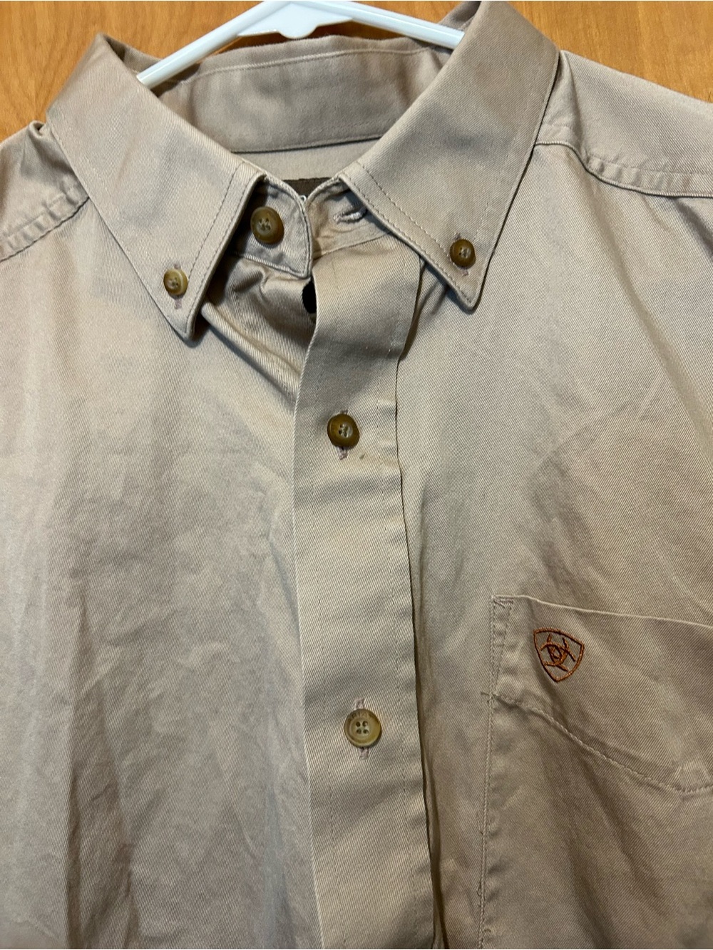 Ariat Men's Light Beige Button-Down Work Shirt - Picture 3 of 8